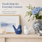 Small Ceramic Bird Statue and Sculpture for Home Decor Accents,Modern Animal Ornaments for Living Room,Bedroom,Coffee Table Centerpiece,Bookshelf,Cabinets,Cute Knick Knacks for Shelves (Blue White) - Image 5