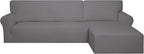 PureFit Stretch Sectional Couch Covers 2 pcs Non Slip L Shape Sofa Cover by PureFit