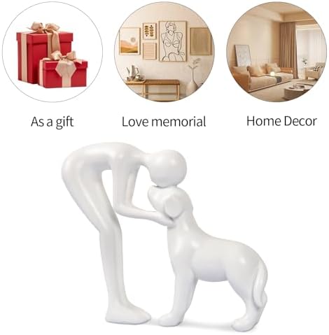 Abstract Person and Dog Sculpture Head-to-Head Figurine White - Image 5