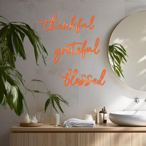 3 Pieces Thankful Grateful Blessed Letter Sign Metal Wall Decor - Image 5