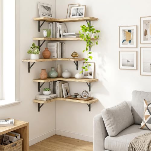 Fixwal Conner Shelves Wall Mounted for Decor, Carbonized Black 5pcs - Image 4