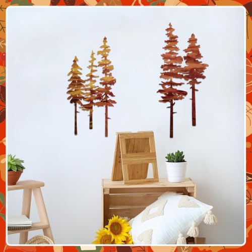 ESTART Metal Autumn Pine Tree Wall Art, Metal Tree Wall Decor - Image 7
