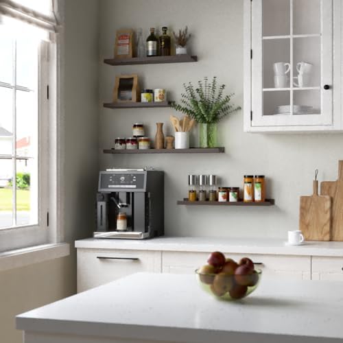 RICHER HOUSE 5-Set Floating Shelves with Lip, Walnut Wall Mounted Shelf - Image 5