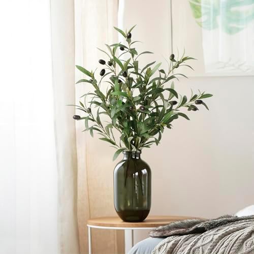 Leftover 3PCS 23.6Inch Faux Olive Branches for Vase,Artificial Olive Tree Branches,Fake Plants,Greenery Stems,Eucalyptus Stems,Green Leaves for Centerpieces Decoration,Home Decor,Coffee Table Decor - Image 4