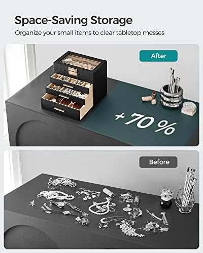 SONGMICS Jewelry Box Organizer, 4-Layer Storage with 3 Drawers, Glass Lid - Image 6