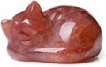 QINJIEJIE 2 in Strawberry Quartz Cat Decor Crystals Figurines Healing Stone by QINJIEJIE