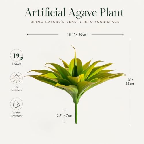 Artificial Agave 14.2In Fake Plant 2Pack, Yellow - Image 2