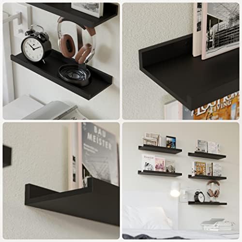 RICHER HOUSE 5-Set Floating Shelves with Lip, Black Wall Mounted Wood Shelf - Image 5
