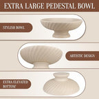 Deobath Large Resin Pedestal Decorative Bowl - Modern Fruit Bowl for Kitchen Counter - Handicraft Bowls for Home Decor - Key Bowl for Entry Table,Artificial Stone Beige - Image 7