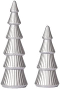 WONDROUS' DECO Wooden Christmas Tree Figurine, Table Silver Tree Figurine by WONDROUSDECO