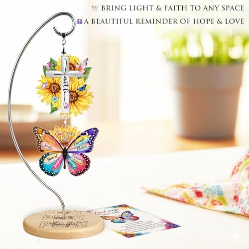 Christian Gifts for Women Faith - Sunflower Butterfly Gifts for Women Religious - Birthday Gifts for Women, Inspirational, Religious Gifts for Sister, Friend, Daughter, Mom - Office Desk Accessories - Image 5
