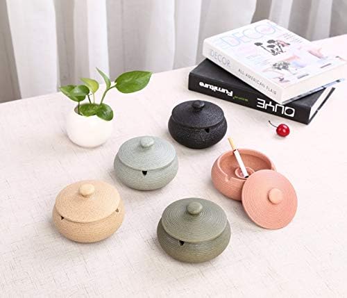 Lependor Ceramic Ashtray with Lids, Windproof, Cigarette Ashtray for Indoor or Outdoor Use，Ash Holder for Smokers,Desktop Smoking Ash Tray for Home Office Decoration - Black - Image 5