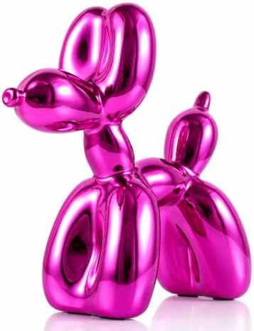 Glossy Balloon Dog Statue Home Decor Modern Art Funky Statues for Coffee Table and Kitchen Figurines Living Room Decor Trendy Color Scheme Room Decor Aesthetic (6.6*6.6*2.8inch, Rose red) by XIAOMAGG