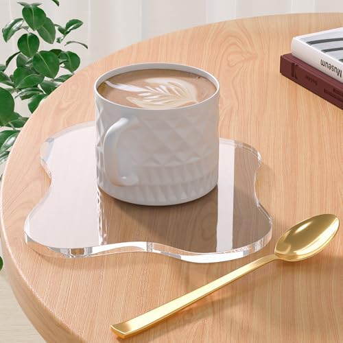 Acrylic Coaster Decorative Plates, Irregular Bar Drink Coaster, Clear Cloud Shape Coffee Cup Coaster, Perfect for Tabletop Protection and Accessories Display.(Clear) by Leadiy