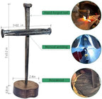 LeMeeOly Jesus Christ Crucifixion Nail Metal Cross Wooden Base, Religious Gifts for Men Women, Baptism & Religious Gifts for Men Women,Christian Home Decor (Solid Wood Base) - Image 3