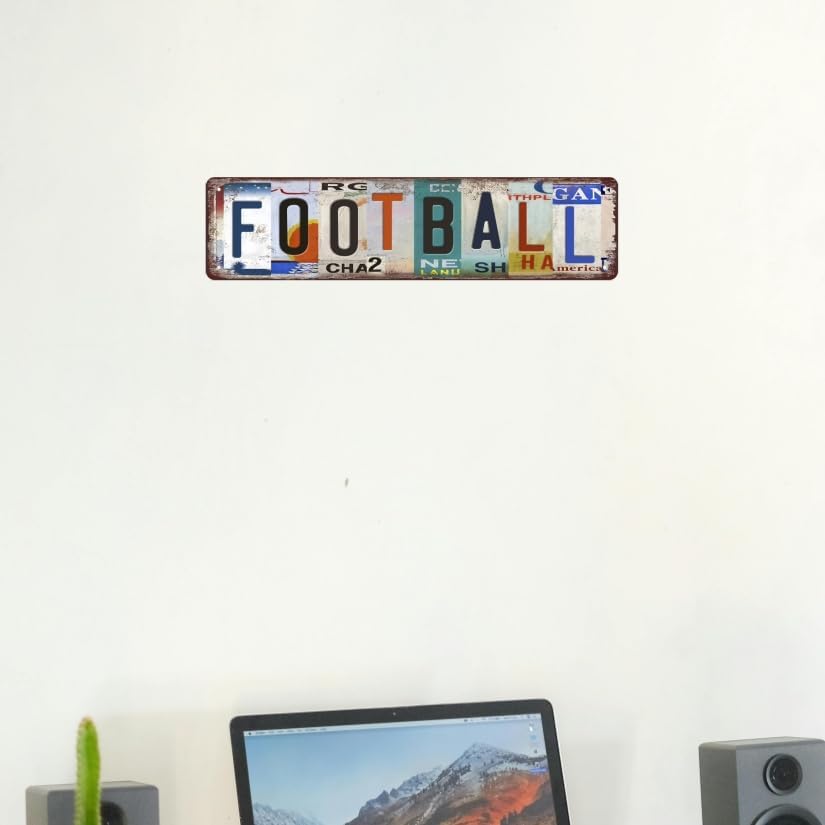 Football Decor Vintage Football Tin Sign Sports Decor For Boys Bedroom Poster Metal Street Signs For Bedroom Man Cave Wall Decoration 16 X 4 Inches - Image 3