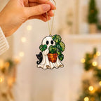 Halloween Ghost Monstera Ornaments, Flat Acrylic Decor, 3.94 Inch - Image 5