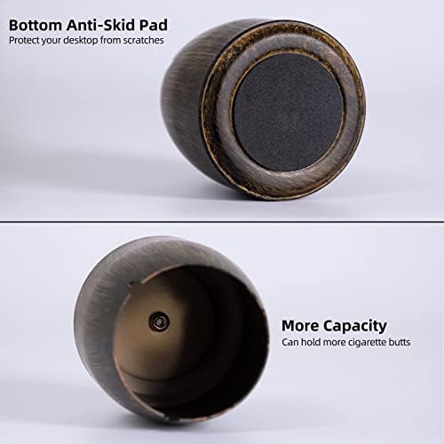 Extra Large Ashtray with Lid for Cigarette, Stainless Steel Smokeless Odorless Windproof Ash tray for Home Office Tabletop Outside Patio Outdoor Balcony(4.72''x3.93''x4.33'') - Image 3