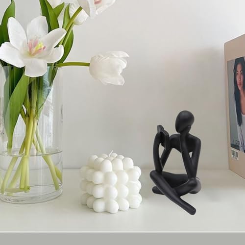 Jinkoozz Reading Women Statue, Thinker Sculptures, Abstract Art Ornament, Modern Aesthetic Figurine Decoration, Suitable for Home Living Room Bedroom Office Shelf Table Desk Bookshelf Decor - Image 3