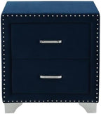 Pemberly Row 2-Drawer Velvet Upholstered Nightstand, Pacific Blue, 25.5" H x - Image 4