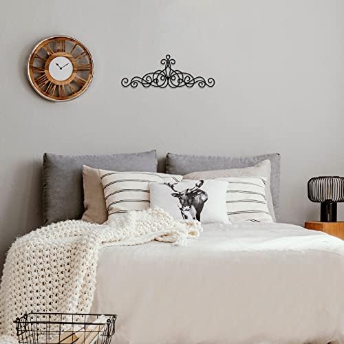 15.7 x 5.5 in Black Metal Wall Art Wrought Iron Scroll Decor - Image 5