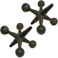 Vintage Cast Iron Jack Sculpture Set of 2 - Industrial Retro Office Decor Statues - Masculine Shelf Accents - Rustic Table Art Sculptures & Eccentric Home Figurines by Unknown