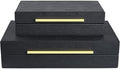 Black Shagreen box Set of 2 Faux Leather Decorative Boxes,Large Nesting Storage Decorative Boxes with Lids for Modern Home Decor Stacking Jewelry Box Organizer by ZIKOUL