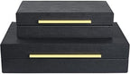 Black Shagreen box Set of 2 Faux Leather Decorative Boxes,Large Nesting Storage Decorative Boxes with Lids for Modern Home Decor Stacking Jewelry Box Organizer by ZIKOUL