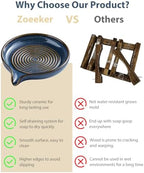 Zoeeker Self Draining Soap Dish, Ceramic Soap Holder with Waterfall Design - Image 4