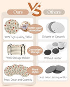 Absorbent Cup Coasters Set of 6 with Holder, Mushroom Leaf - Image 3