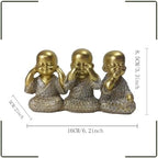 Golden Monks Resin Buddha Statue Small, Meditation Room Feng Shui Decor - Image 5