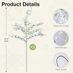 Fake Flowers, 3 Pcs Artificial Flowers Greenery Stems Faux Greenery Stems Branches for Vases Realistic Silk Real Touch Spring Greenery Stems Bulk Bedroom Office Wedding Table Summer Home Decor - Image 2