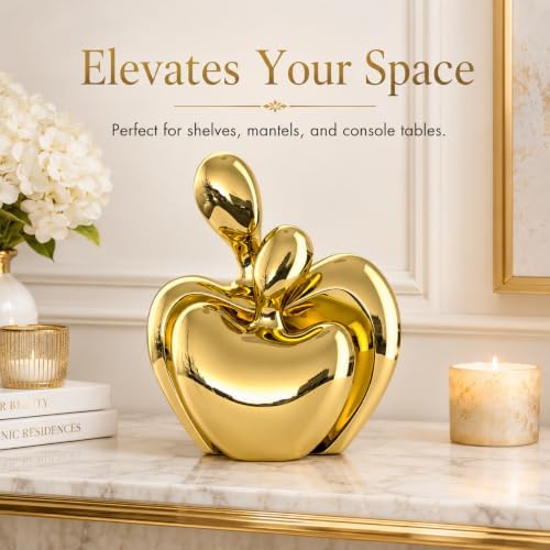 XMGZQ Hugging Couple Statue Ceramic Lover Figurine Home Decor is a Romantic Gift for Her on Wedding Anniversary and Valentines, TV Stand Decoration Knick Knacks for Shelves (Gold, 7in) - Image 4