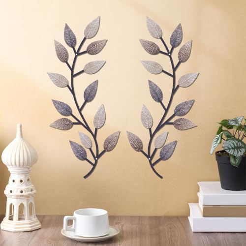 Zhengmy 2 Pcs Metal Leaf Wall Art Vine Branch Decor,Vintage Brown - Image 3
