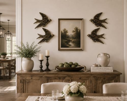 AMOIENSIS 4.75 Inch Vintage Swallow Bird Wall Sculpture Set of 4 - Image 7