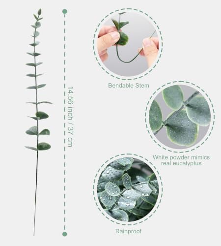 50 Pcs Eucalyptus Stems Artificial Eucalyptus Leaves,Fake Eucalyptus Plants - Image 3