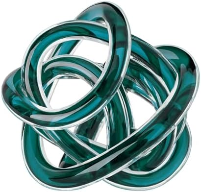 Torre & Tagus Orbit Hand Blown Glass Infinity Knot Sculpture - 3 Inch Glass Art Teal Knot Decor Ball for Home Decor, Small Centerpiece Table Decoration for Home Interior (Clear Teal) by TorreTagusHome