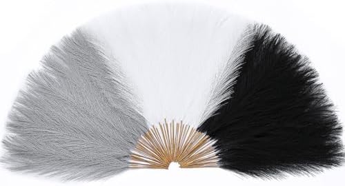 Serwalin 60PCS 17.7" Black White Gray Pampas Grass Decor for Vase Filler by Serwalin
