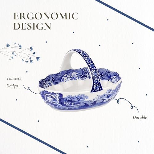 Spode Blue Italian Porcelain Handled Basket with Chip-Resistant Glaze - 6 Inch Decorative Serving Dish for Holiday Gift Giving, Hostess Presentation, Seasonal Table Accents - Image 7