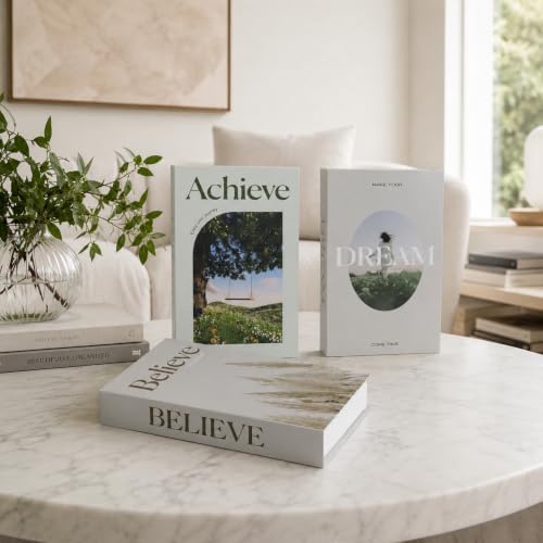 3 PCS Faux Decorative Books for Home Decor-Coffee Table Books Decor-Aesthetic Fake/Faux Books for Decoration,libros Decoration for Coffee Table, Shelf Accessories (Believe Achieve Dream) - Image 6