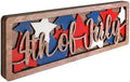 COCHIE Vintage 4th of July Decorations for Office, Home, Table, Mantel, Shelf, Desk, 4 x 11 Inch USA Flag Star Sign, Wooden Fourth of July Decor, Farmhouse Red Blue White Patriotic Centerpiece (Star) by COCHIE