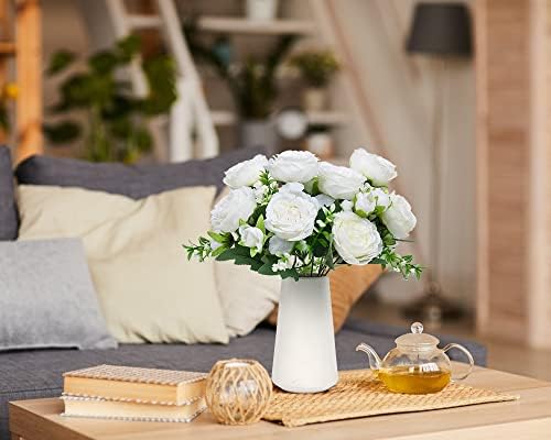 RECUTMS 2PCS Faux Peonies in Ceramics Vase Artificial Flowers - Image 4