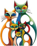 Wesiti Metal Cat Wall Art Decor Colorful Sculptures Mid Century 13.78x11 by Wesiti