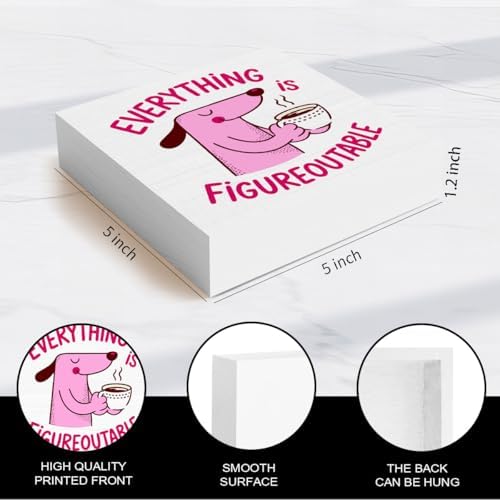 Pink Cute Dog Home Office Desk Decor, Inspirational Farmhouse Wooden Sign for Tabletop Cubicle Shelf Desk Accessories Everything is Figureoutable Coworker, Friend Bookshelf Decor （5x5 in） - Image 2