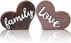 Jetec 2 Pcs Heart Shaped Wooden Signs, Family Decor, Love Table Decor by Jetec