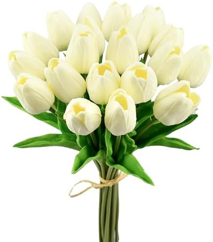 Mandy's 20pcs Artificial Cream Tulips by Mandys