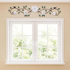 Birminwind Metal Flower Wall Art above Door: 3D Floral Wall Décor above Window with Bird Leaves - 32.28" French Country Decoration above Bed Couch Tv (White) - Image 3