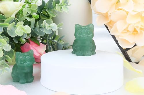 QINJIEJIE Green Aventurine Crystal Cat Figurines Healing Crystals Statue - Image 6