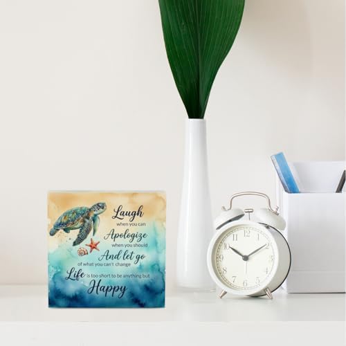 Sea Turtle Decor Summer Decorations for Home Beach Room Decor Summer Decorations Wooden Box Sign for Home Office Farmhouse Table Shelf - Image 3