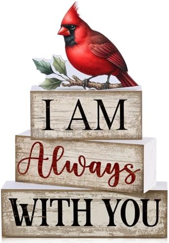Yuntau 4 Pcs Cardinal Christmas Decor Wood Block Sign Tiered Tray Decor by Yuntau